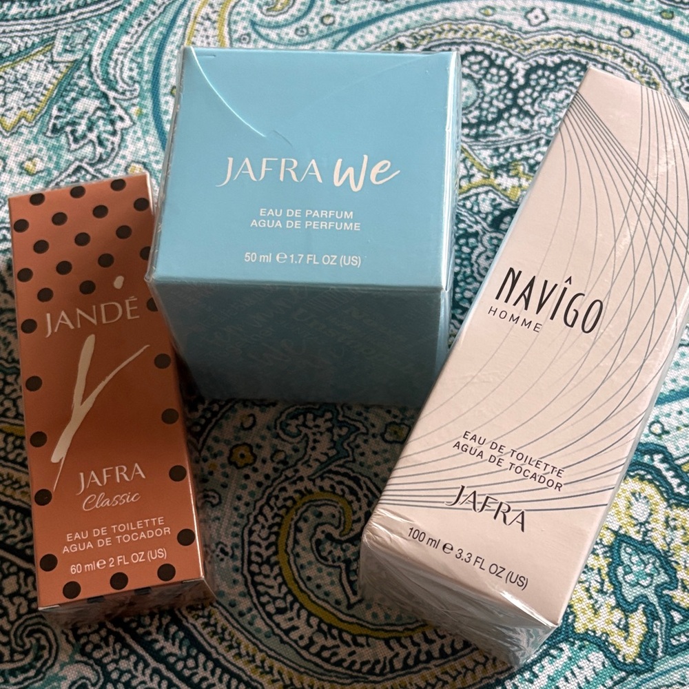 JAFRA trio: Jande, We & Navigo Fragrance Set NEW sealed